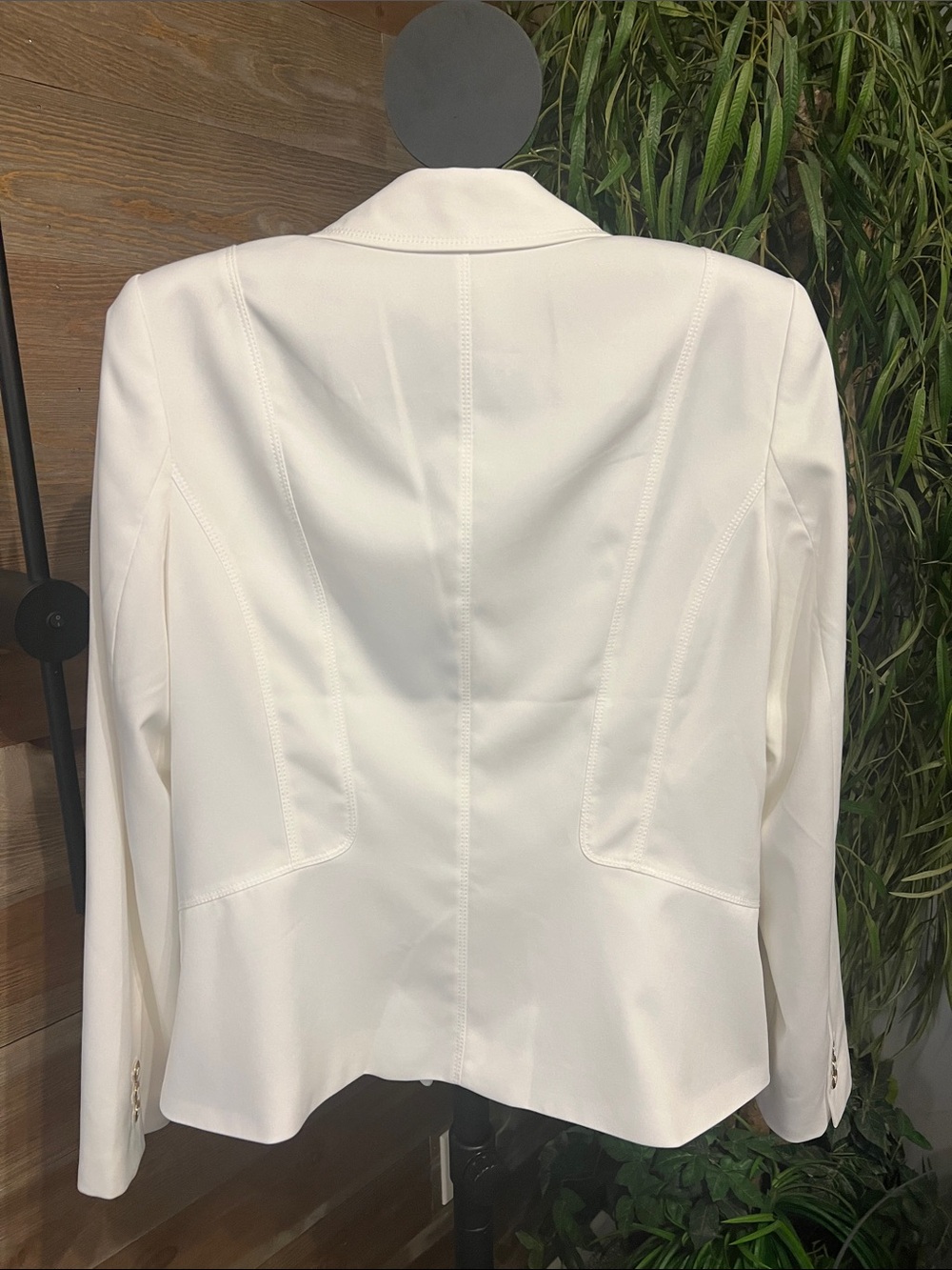 White House Black Market white summer one button blazer.  14 - Picture 4 of 5